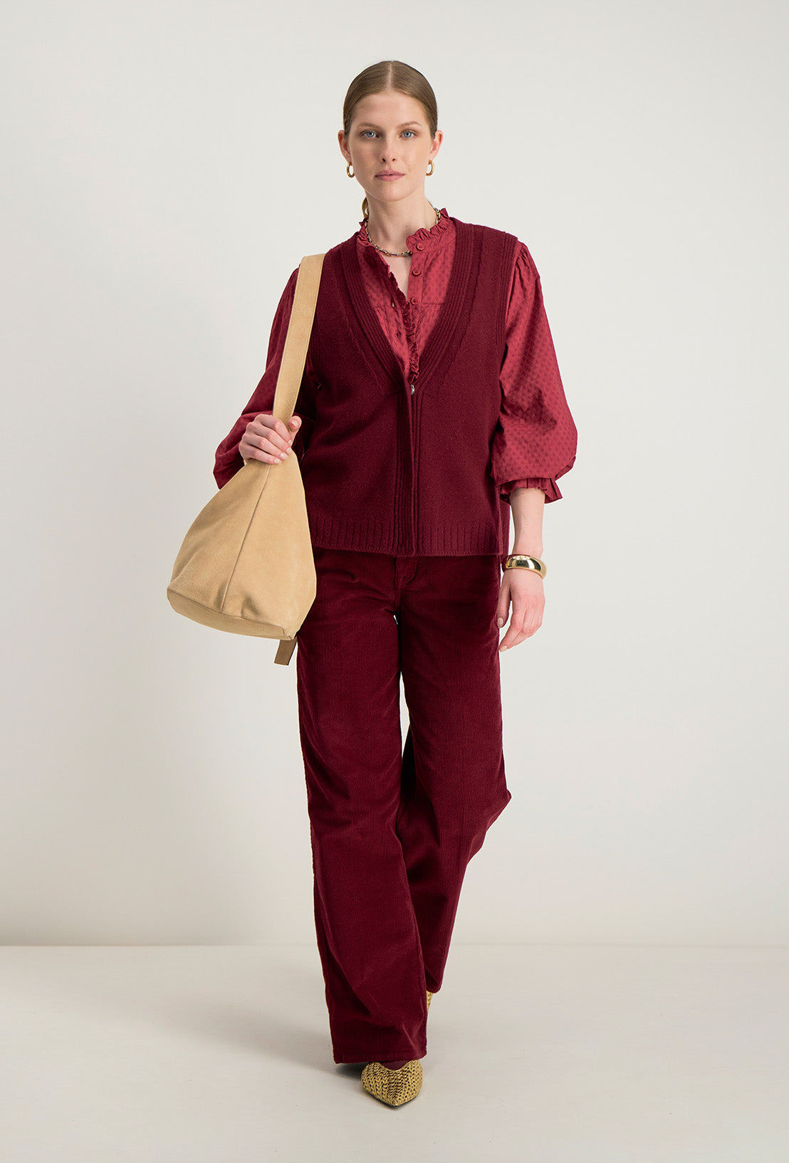 gilet femme Hilda bordeaux  en mérinos 