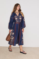 Robe Anouck indigo Stella Forest look complet, esprit bohème chic et matière naturelle