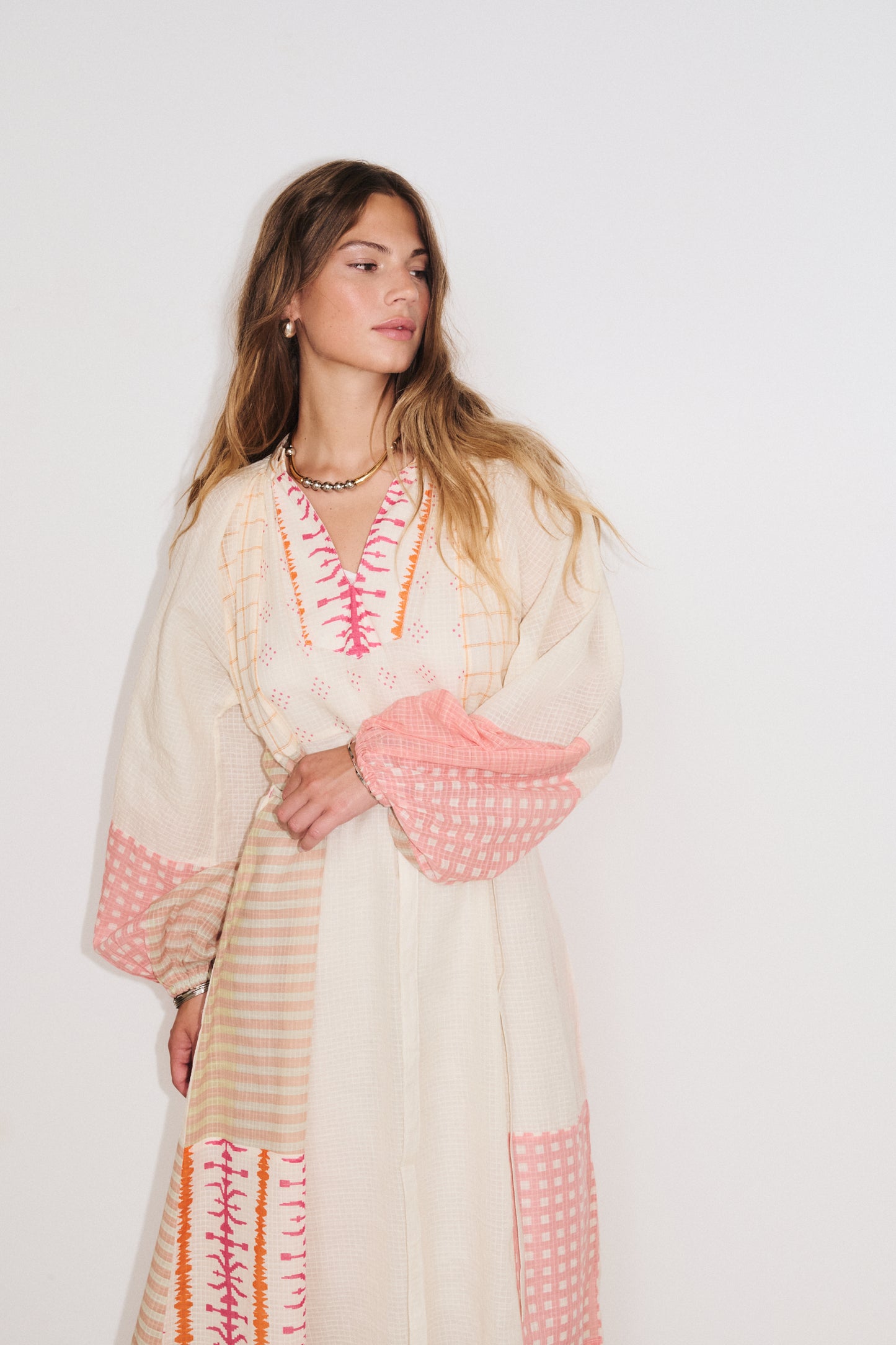Robe longue Maya Stella Forest vue de face avec patchwork mix & match